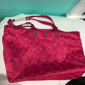Hot pink Coach big shoulder handle bag